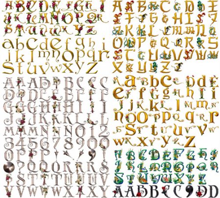 Алфавит - Набор Декоративных Художественных Шрифтов