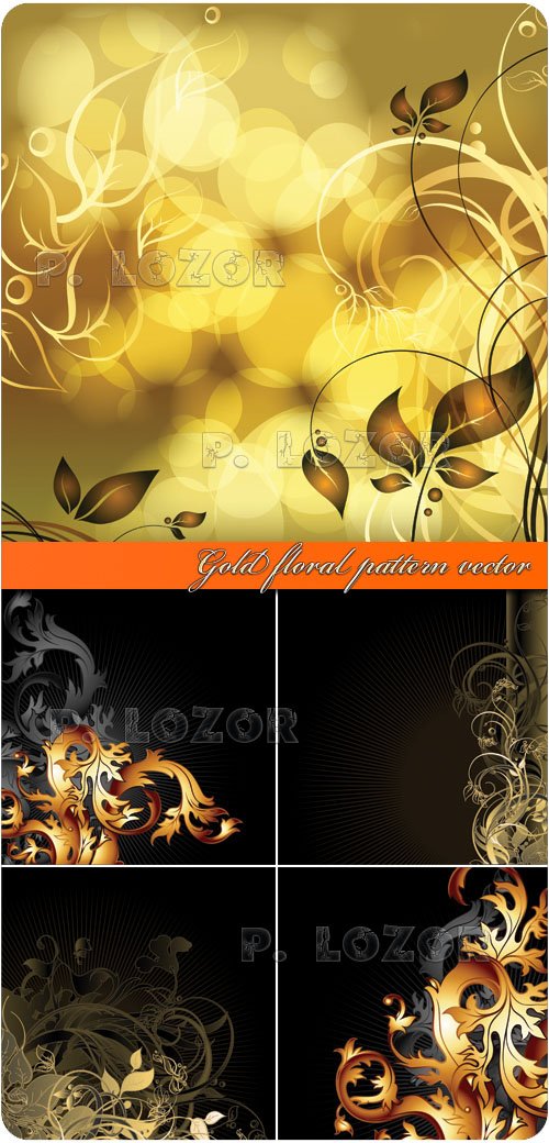 Gold floral pattern vector