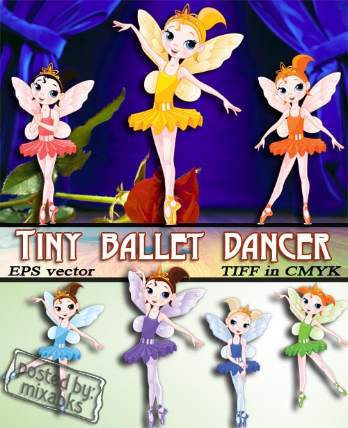Маленькие балерины | Tiny Ballet Dancer (eps vector + tiff in cmyk)