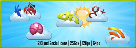 12 Cloud Social Icons Pack