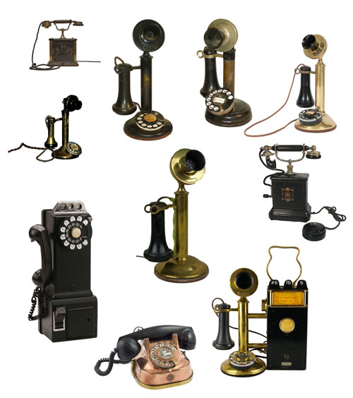 PSD Клипарт - Старинные телефоны