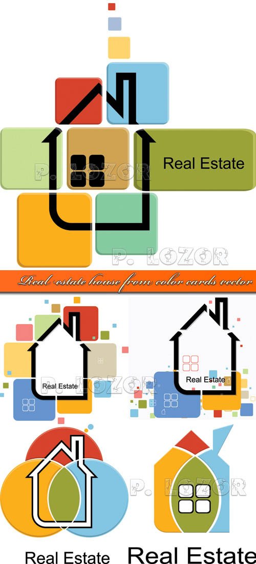 Real estate house from color cards vector