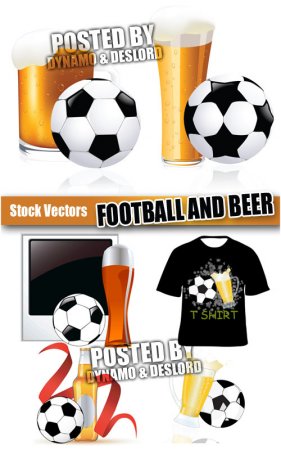 Пиво и футбол - Векторный клипарт