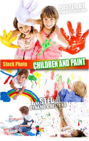 Дети и краска - Растровый клипарт
