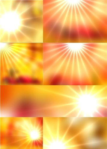 Растровые клипарт - Золотистые фоны с лучами солнца